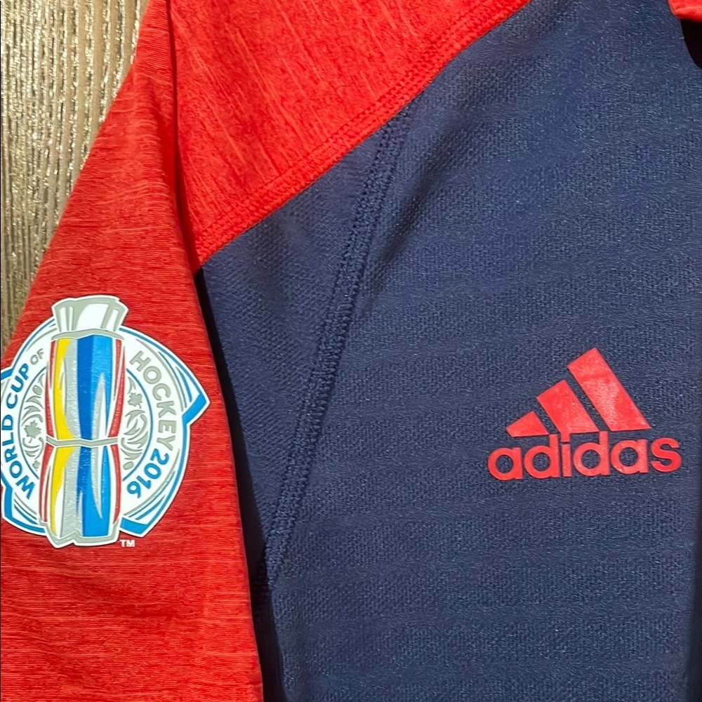 USA World Cup of Hockey 2016 Adidas Red and Blue Performance Polo Shirt - Picture 3 of 6